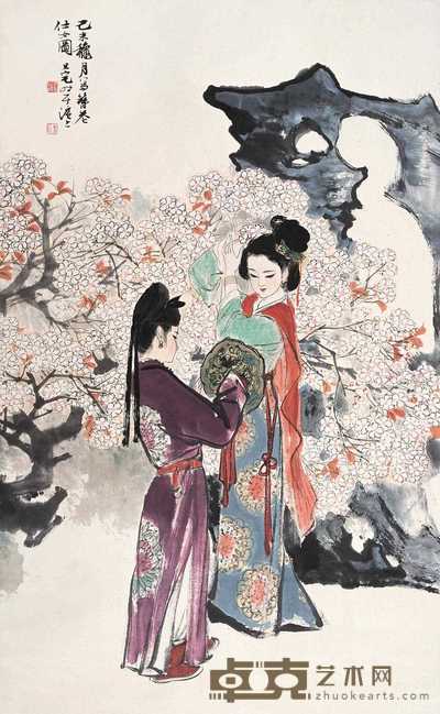 刘旦宅 1979年作 簪花仕女图 立轴 96×59cm